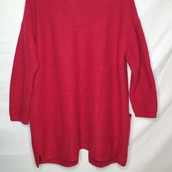J. Jill Long Sleeve Knit Cardigan Size L Long Line Cozy Red Sweater with Pockets - Picture 7 of 13